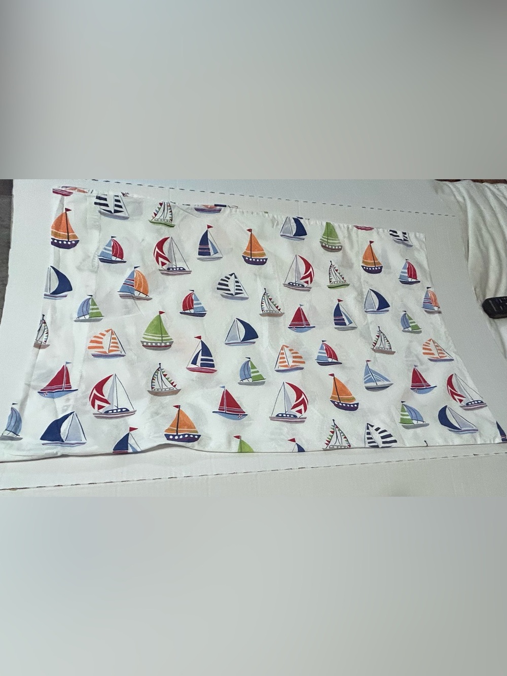 Pottery Barn Kids Organic SAILBOAT STANDARD Pillowcase Boat Ocean Bed Bedroom
